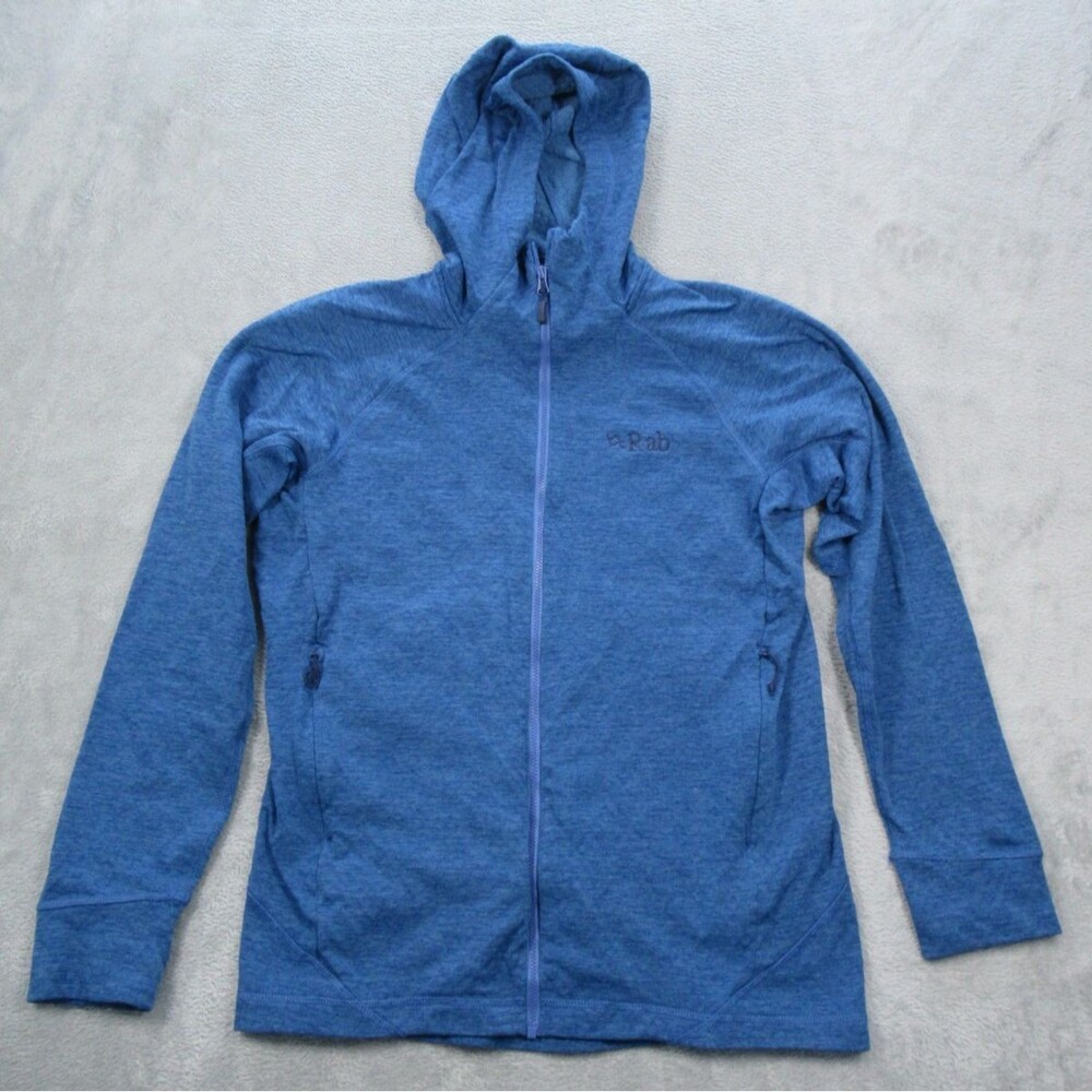Rab Fleece Hoodie Jacket Men’s Large (Fits Small) Full Zip Thermal Blue READ